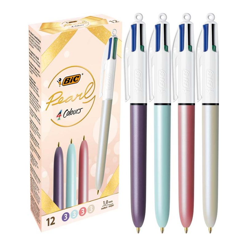 STYLO BILLE BIC 4 COULEURS PEARL