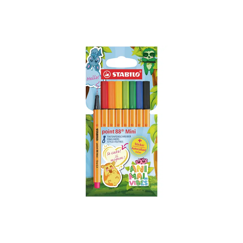 FINELINER STABILO POINT 8PCS MINI +STICKER