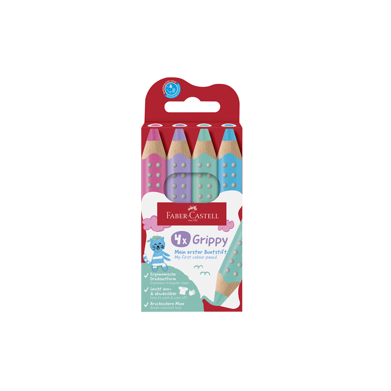 CRAYON COUL. FABER GRIPPY 4PCS PASTEL