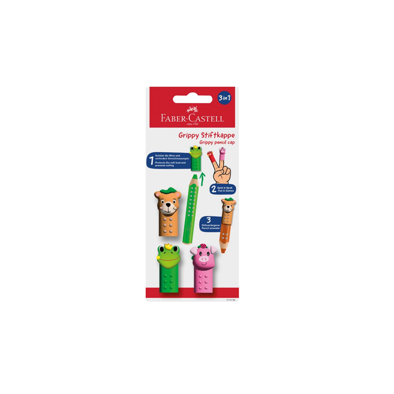 CAPUCHON FABER GRIPPY FRIENDS 3PCS BLISTER