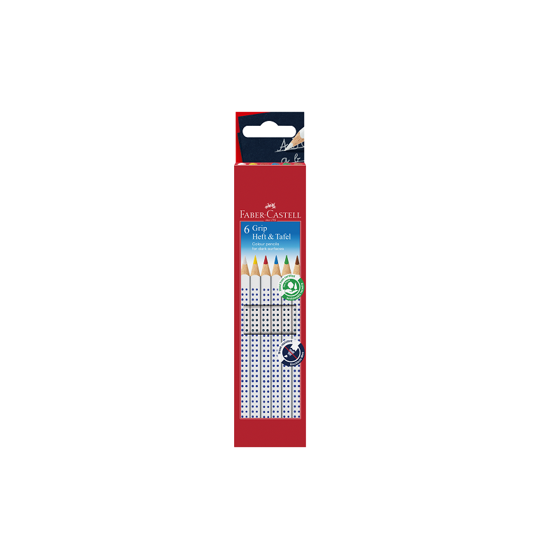 CRAYON ARDOISE FABER GRIP ASS. 6PCS