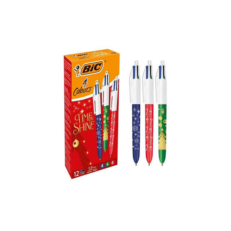 STYLO BILLE BIC 4 COULEURS FOIL NOEL