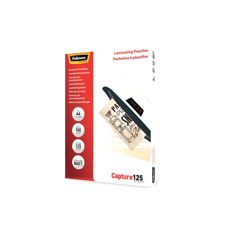 POCH. A LAMINER FELLOWES 216X303(A4) 125µ 100PCS MATT