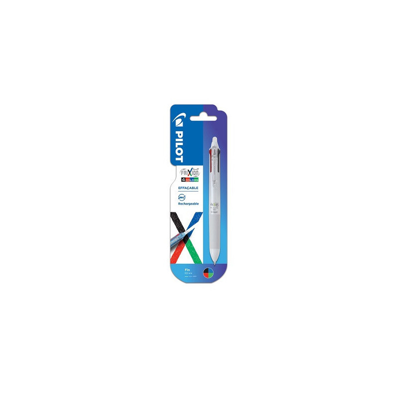 ROLLER PILOT FRIXION BALL 4 COULEURS 0,5 BLANC BLISTER
