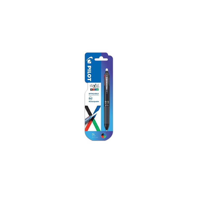 ROLLER PILOT FRIXION BALL 4 COULEURS 0,5 NOIR BLISTER