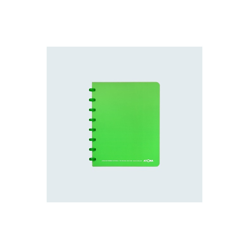 CAHIER ATOMA A5 PLAST. TRANSP. QUAD. VERT