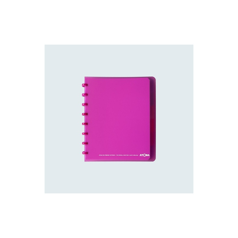 CAHIER ATOMA A5+ PLAST. TRANSP. QUAD. +INT. MAUVE