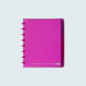 CAHIER ATOMA A5+ PLAST. TRANSP. QUAD. +INT. MAUVE