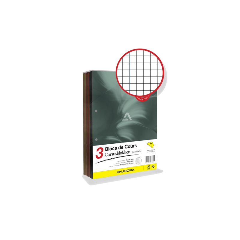 BLOC DE COURS AURORA A4 +M 2T 100FLS 3PCS