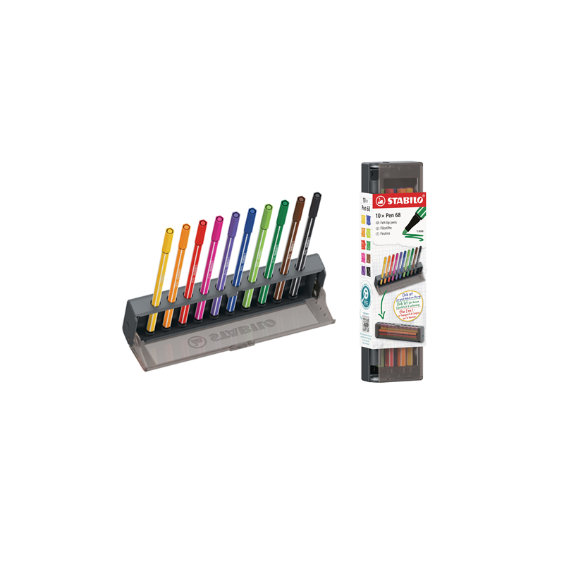 FEUTRE ECO.STABILO PEN 10PCS CLICKSET