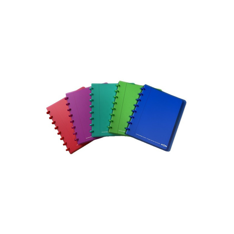 CAHIER ATOMA A5+ PLAST. TRANSP. QUAD. +INT.