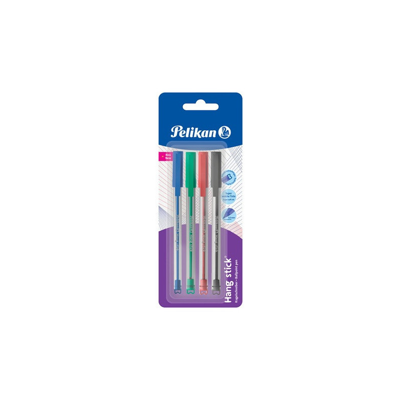 STYLO BILLE PELIKAN HANG STICK 4PCS ASS. (400197455)