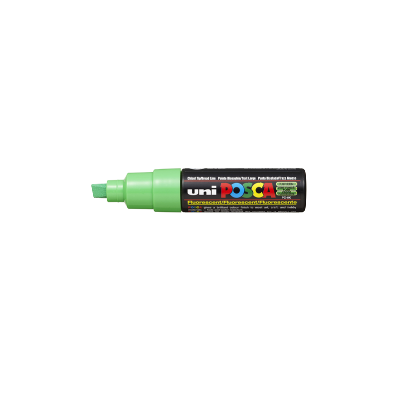MARQUEUR POSCA POINTE BISEAUTÉE LARGE VERT FLUO