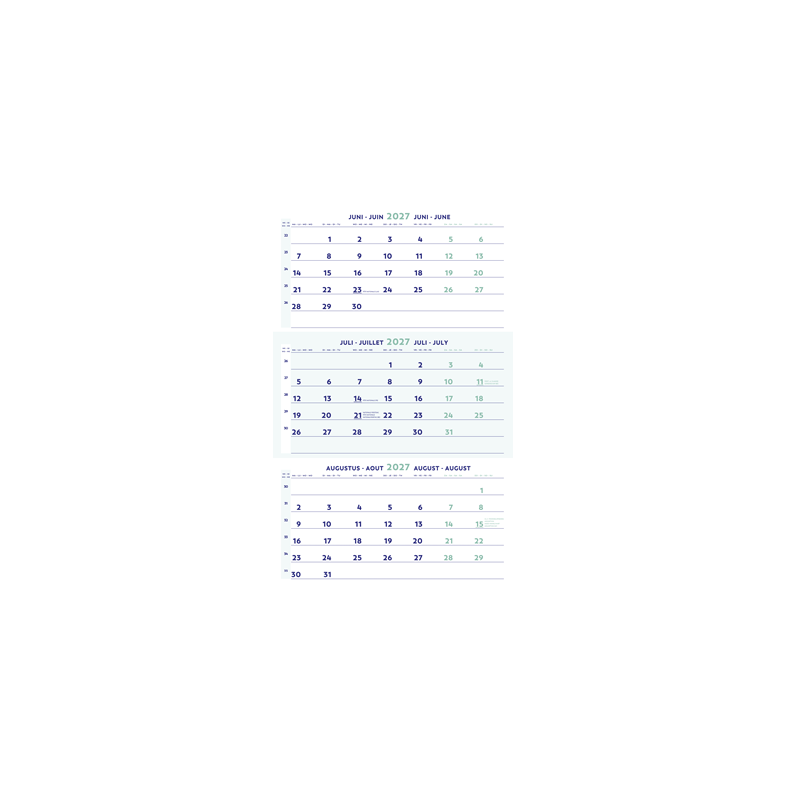 CALENDRIER BREPOLS 3 MOIS 30X60CM