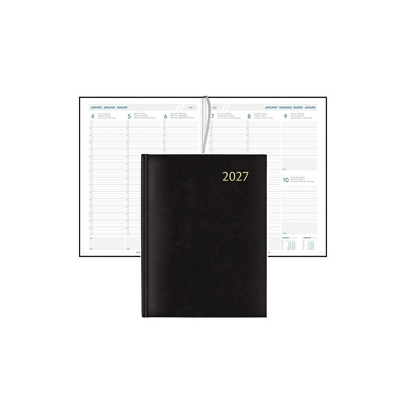AGENDA 21X27CM 1SEM./2P.AURORA PLAN-A-WEEK NOIR