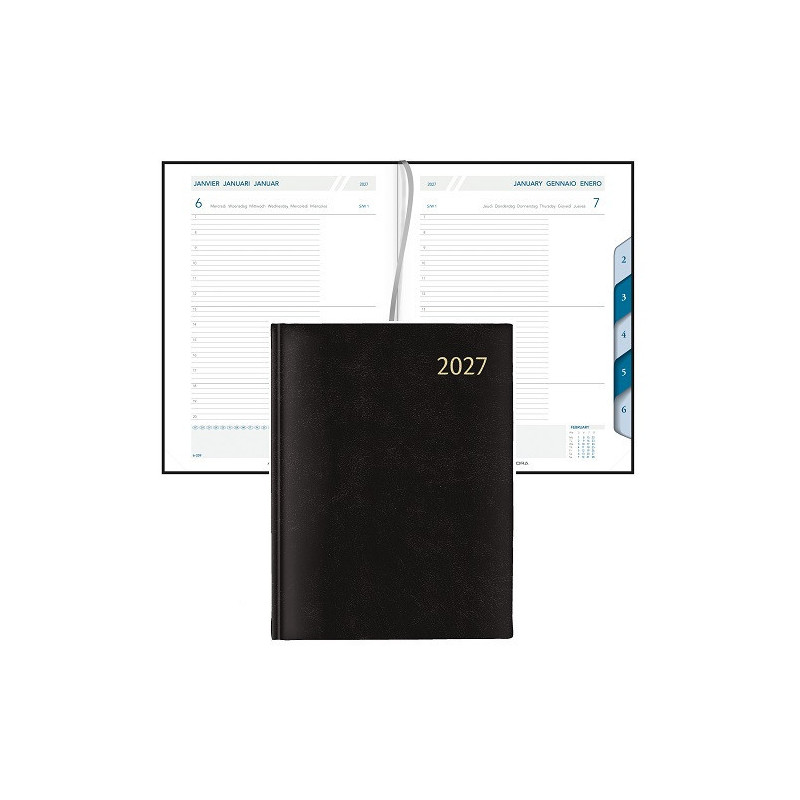 AGENDA 16,5X21,5CM 1J./P.AURORA LARGO NOIR