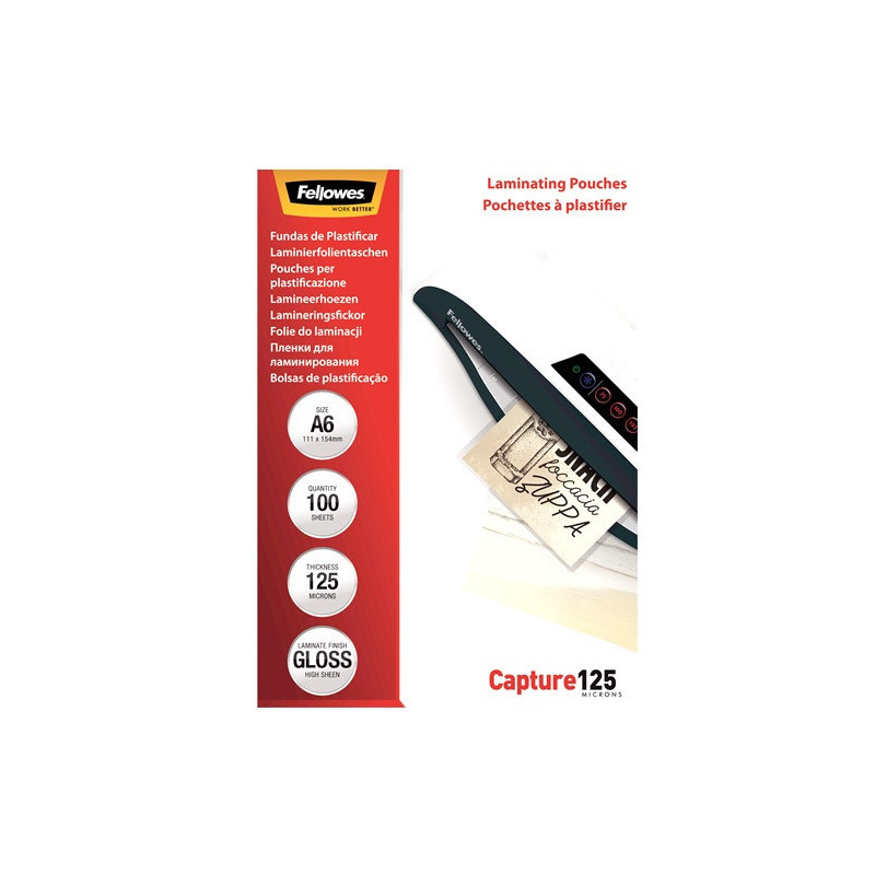 POCH. A LAMINER FELLOWES 118X160(A6) 125µ 100PCS