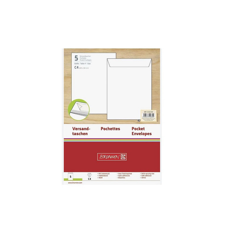ENVEL.SAC 229X324MM BLANC STRIP 5PCS BRUNNEN (C4)