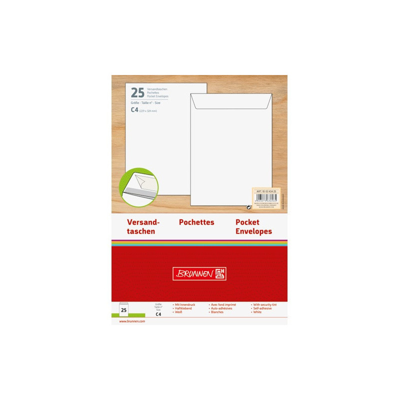 ENVEL.SAC 229X324MM BLANC STRIP 25PCS BRUNNEN (C4)