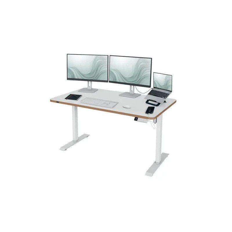 BUREAU ASSIS-DEBOUT ELECTRIQUE LEITZ 140X80CM BLANC