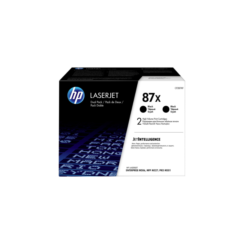 CARTOUCHE IMP. HP 87X LJ ENTERPRISE M506/M527/M501 NOIR 18000P. 2PCS