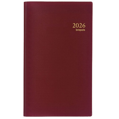 AGENDA BREPOLS 9X16CM 1SEM./2P. INTERPLAN SPIR. SETA BORDEAUX