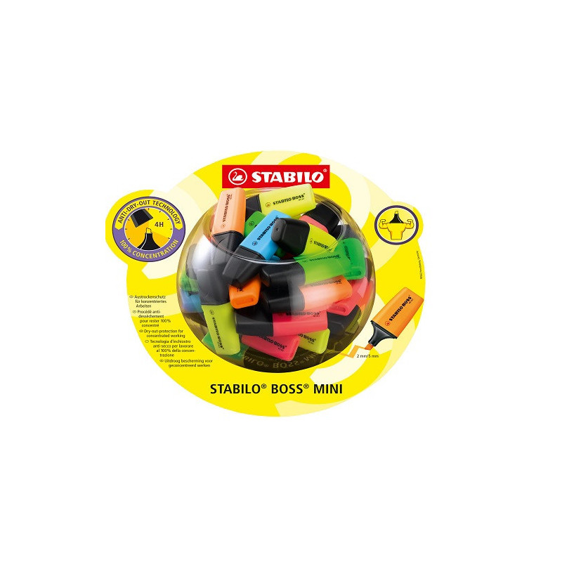SURLIGNEUR STABILO BOSS MINI BOCAL 50PCS