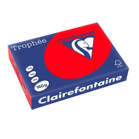PAPIER REPRO CLAIREF. TROPHEE A4 160G ROUGE CORAIL 250FLS