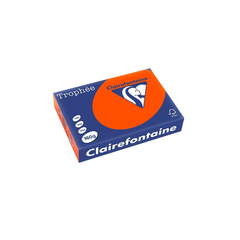 PAPIER REPRO CLAIREF. TROPHEE A4 160G ROUGE CARDINAL 250FLS