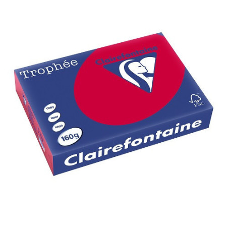 PAPIER REPRO CLAIREF. TROPHEE A4 160G ROUGE GROSEILLE 250FLS
