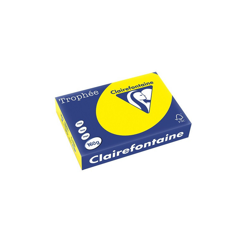 PAPIER REPRO CLAIREF. TROPHEE A4 160G JAUNE SOLEIL 250FLS
