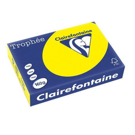 PAPIER REPRO CLAIREF. TROPHEE A4 160G JAUNE SOLEIL 250FLS