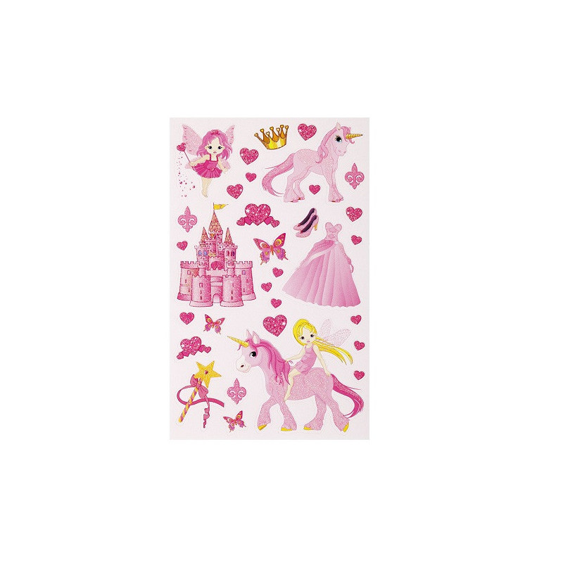 AUTOCOLLANT BSB DECO-STICKER GLITTER LICORNE ROSE