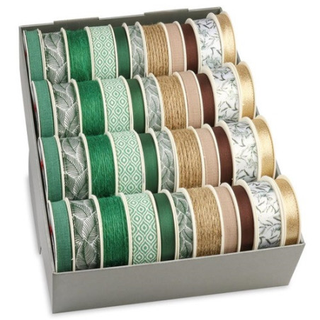 RUBAN CADEAU PATTBERG BOBINE VINTAGE GREEN ASS.