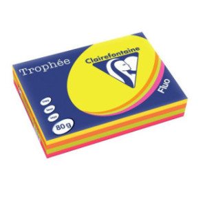 PAPIER REPRO CLAIREF. TROPHEE A4 80G FLUO ASS. 500FLS