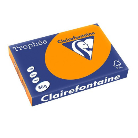 PAPIER REPRO CLAIREF. TROPHEE A3 80G ORANGE VIF 500FLS