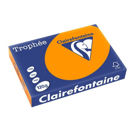 PAPIER REPRO CLAIREF. TROPHEE A4 120G ORANGE VIF 250FLS