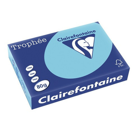 PAPIER REPRO CLAIREF. TROPHEE A4 80G BLEU ALIZEE 500FLS
