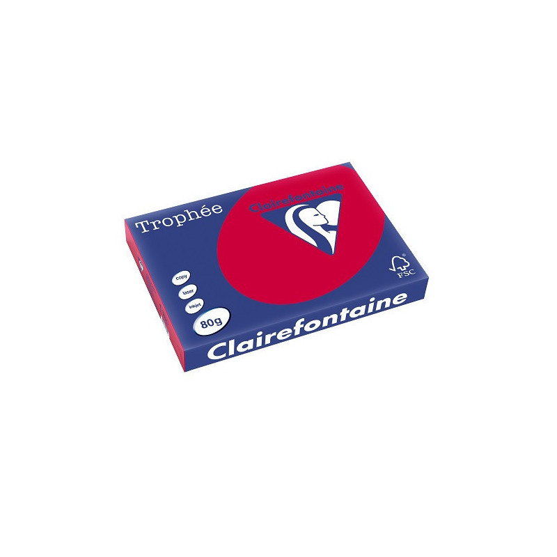 PAPIER REPRO CLAIREF. TROPHEE A4 80G ROUGE GROSEILLE 500FLS