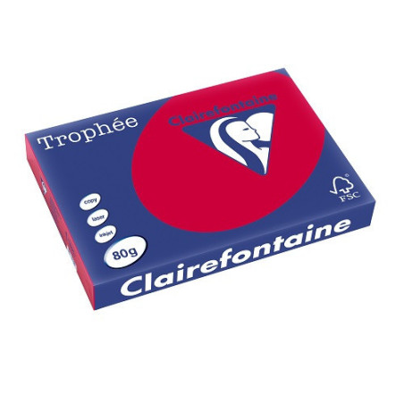 PAPIER REPRO CLAIREF. TROPHEE A4 80G ROUGE GROSEILLE 500FLS