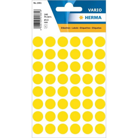 AUTOCOLLANT HERMA Ø 12MM JAUNE
