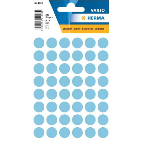 AUTOCOLLANT HERMA Ø 12MM BLEU CLAIR