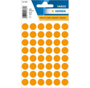 AUTOCOLLANT HERMA Ø 12MM ORANGE FLUO