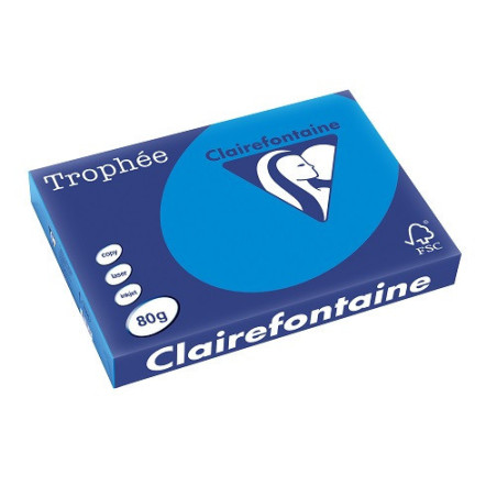 PAPIER REPRO CLAIREF. TROPHEE A3 80G BLEU TURQUOISE 500FLS