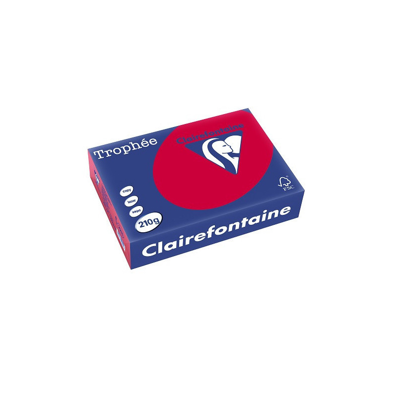 PAPIER REPRO CLAIREF. TROPHEE A4 210G ROUGE GROSEILLE 250FLS