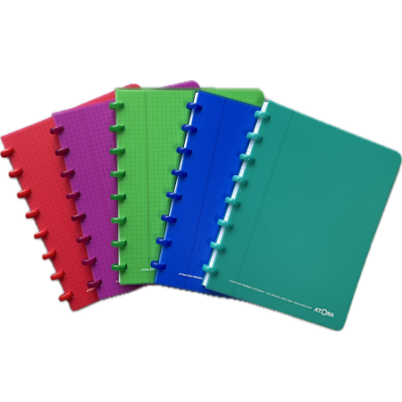 CAHIER ATOMA A5 PLAST. TRANSP. QUAD.
