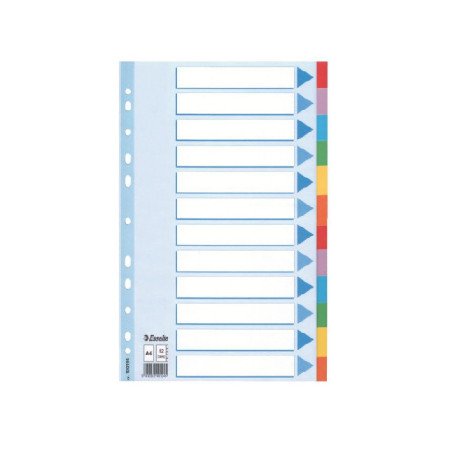 INTERCAL. A4 NEUTRES CART. 12 ONGLETS COUL. ESSELTE
