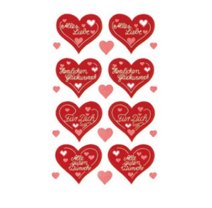 AUTOCOLLANT BSB DECO-STICKER COEURS A TEXTES DIVERS