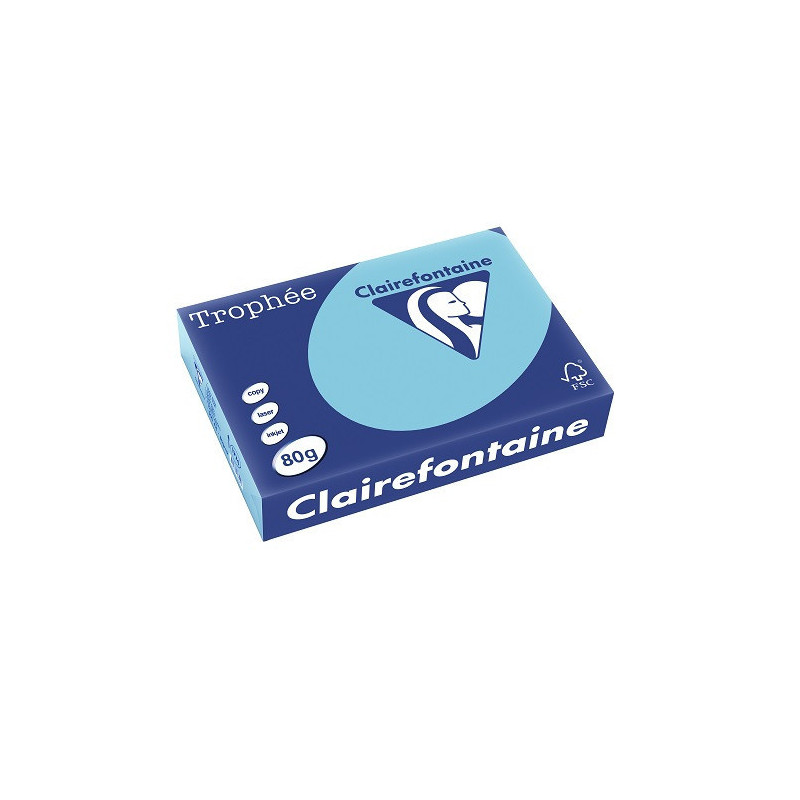 PAPIER REPRO CLAIREF. TROPHEE A4 80G BLEU ALIZEE 500FLS