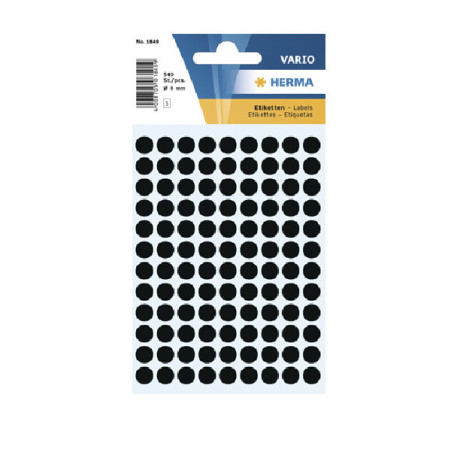 AUTOCOLLANT HERMA Ø 8MM NOIR